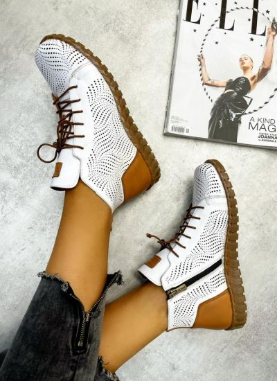 Leather summer boots AILEY - WHITE