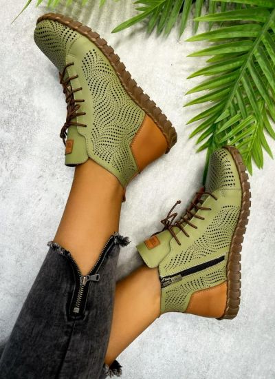 Leather summer boots AILEY - GREEN