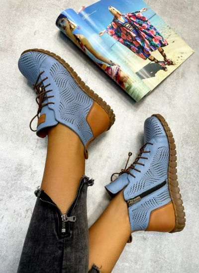 Leather summer boots AILEY - BLUE