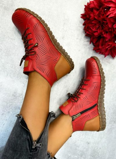 Leather summer boots AILEY - RED