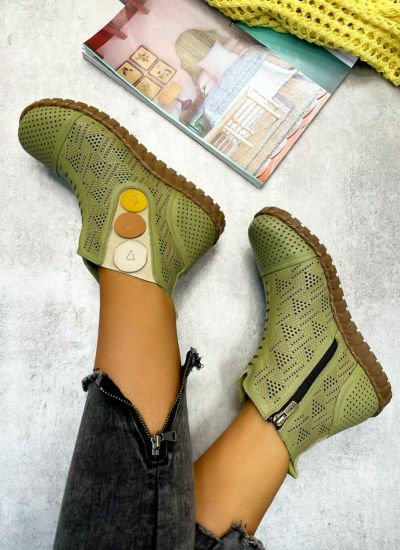 Leather summer boots KUNJAL - GREEN