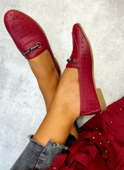 Leather moccasins XENA - RED