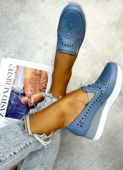 Leather moccasins ZIENNA - BLUE