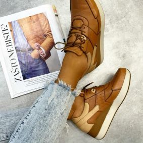 Leather sneakers PADMA - CAMEL
