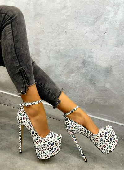High-heels MISSI LEOPARD - WHITE