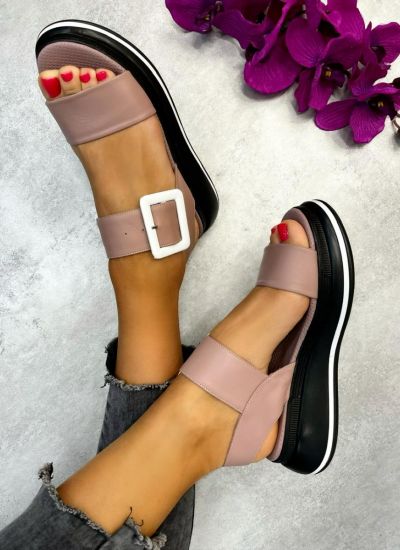 Leather sandals TAPTI - ROSE