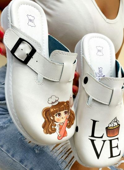 Patterned women clogs CONFECTIONER - WHITE