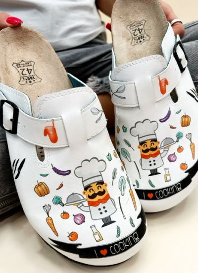Patterned women clogs COOK - WHITE