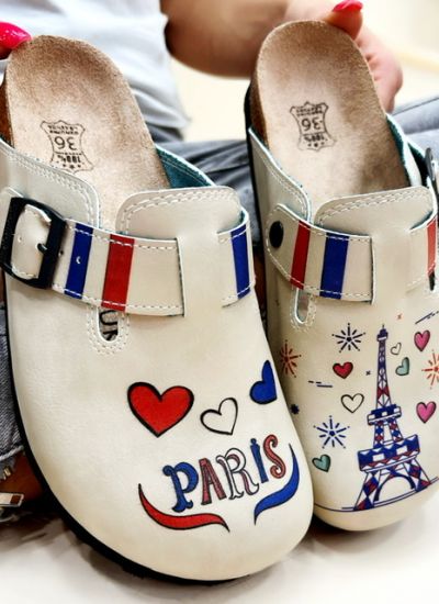 Patterned women clogs PARIS - BEIGE