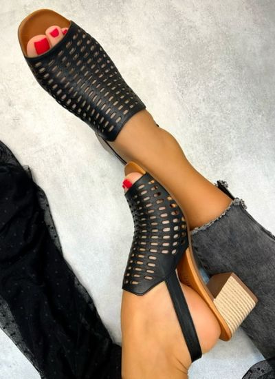 Leather sandals PENELOPE - BLACK