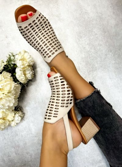 Leather sandals PENELOPE - BEIGE