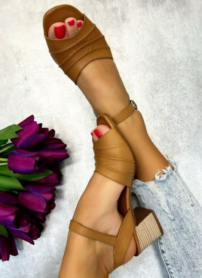 Leather sandals RILEY - CAMEL