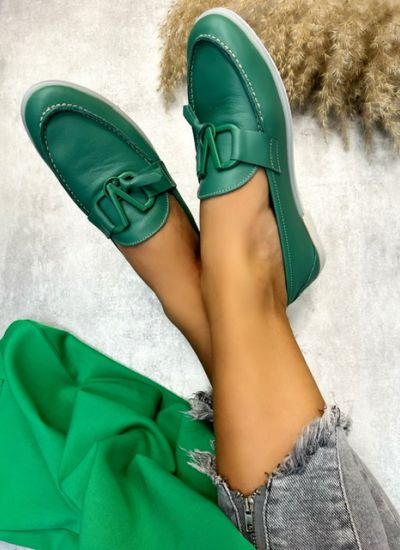 Leather moccasins RYLEE - GREEN