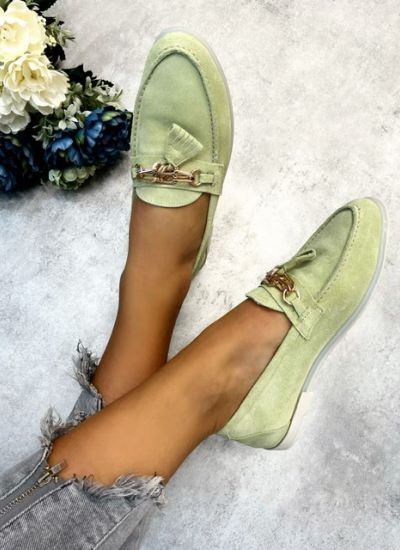 Leather moccasins ALEXA - GREEN
