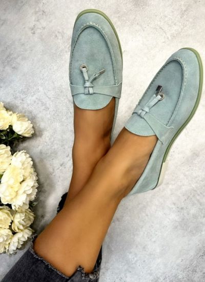 Leather moccasins BETHANY - GREEN