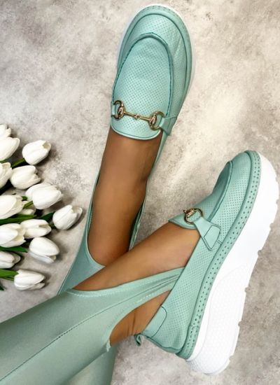 Leather moccasins IRENE - MINT