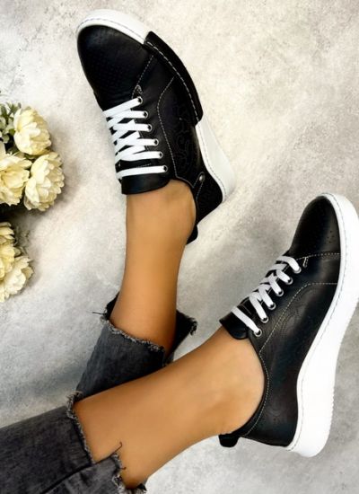 Leather sneakers ELISE - BLACK