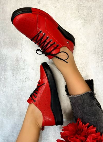Leather sneakers ELISE - RED