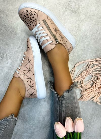 Leather sneakers AMANDA - BEIGE