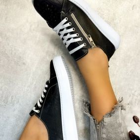 Leather sneakers AMANDA - BLACK