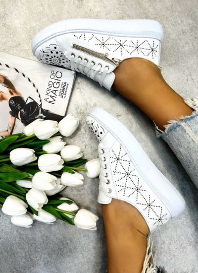 Leather sneakers AMANDA - WHITE