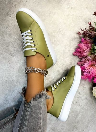 Leather sneakers ELISABETH - GREEN