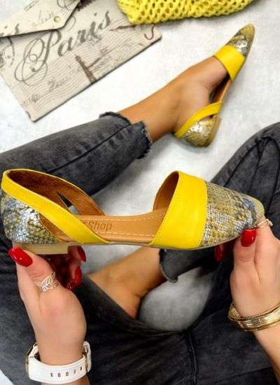 Leather ballet flats WHITNEY - YELLOW