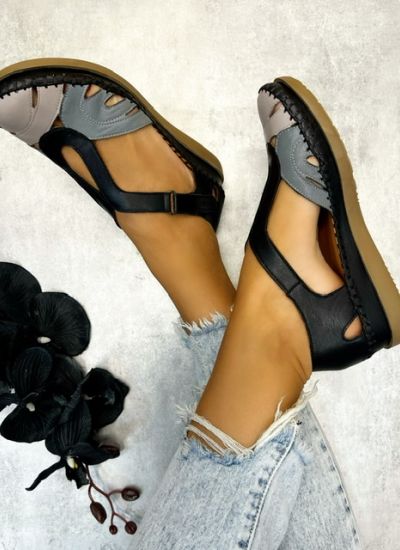 Leather sandals HARMYA - BLACK