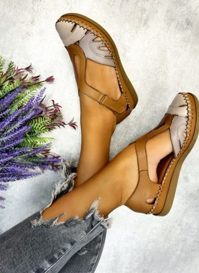 Leather sandals HARMYA - CAMEL