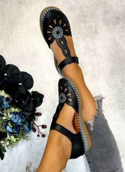 Leather sandals JAMUNA - BLACK