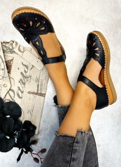 Leather sandals JAMUNA - BLACK