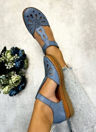 Leather sandals JAMUNA - BLUE