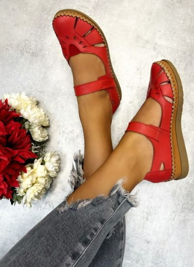 Leather sandals DUSTY - RED