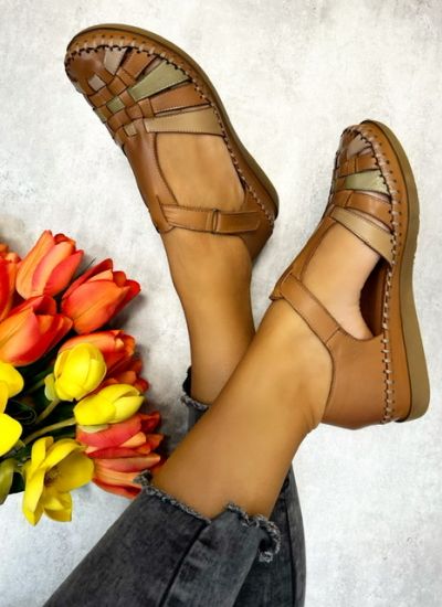 Leather sandals AWEN - CAMEL