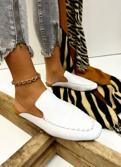 Leather slippers SIGI - WHITE