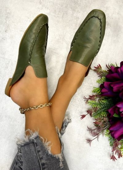 Leather slippers SIGI - GREEN