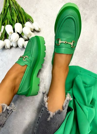 Leather moccasins NARMIN - GREEN