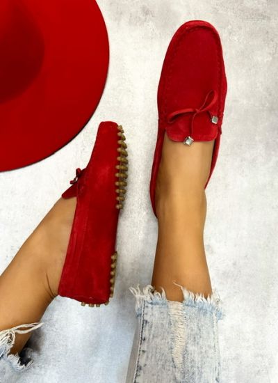 Leather moccasins MISCHA - RED