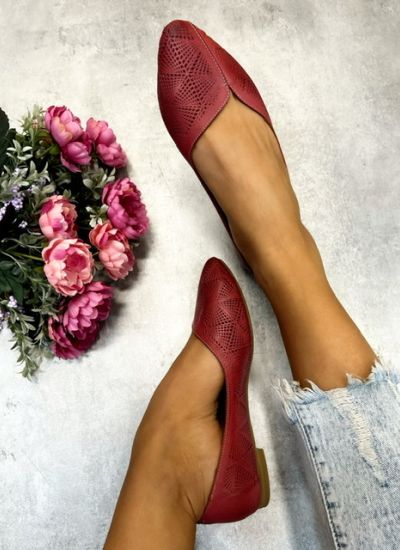 Leather ballet flats CIANNA - WINE RED