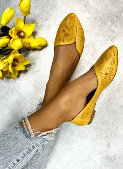 Leather ballet flats CIANNA - YELLOW