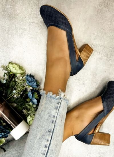 Leather high-heels PEIGI - NAVY
