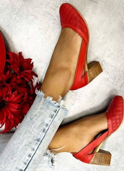 Leather high-heels PEIGI - CORAL