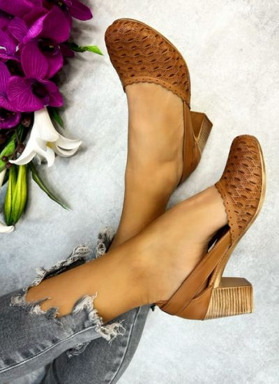 Leather high-heels KACEY - CAMEL