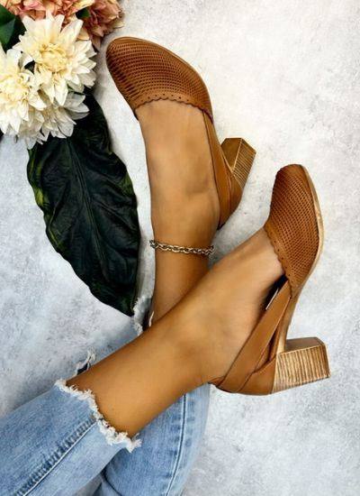 Leather high-heels STORMI - CAMEL