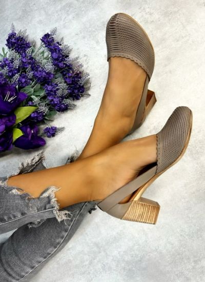 Leather high-heels STORMI - BEIGE