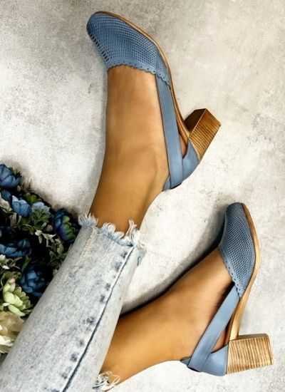 Leather high-heels STORMI - BLUE