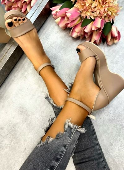 Leather sandals KELSEA - BEIGE