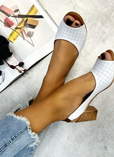 Leather sandals ROZALI - WHITE