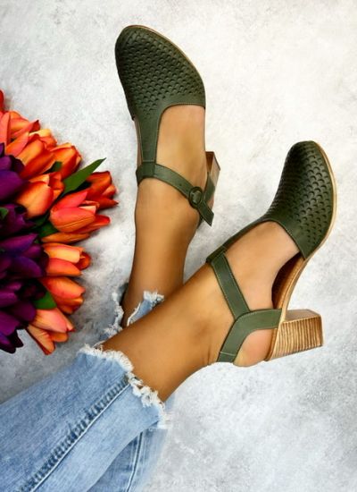 Leather sandals REYAH - GREEN