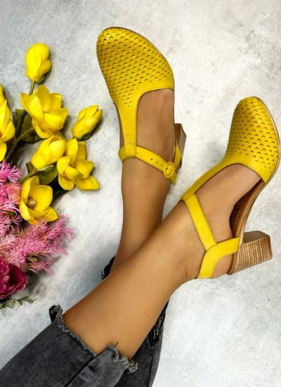 Leather sandals REYAH - YELLOW